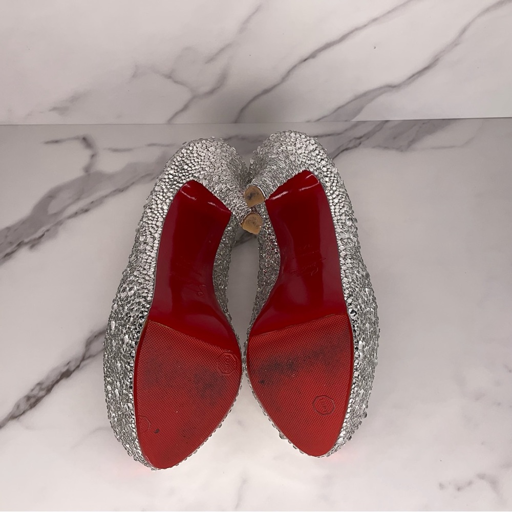 Christian Louboutin Highness AB Strass Crystal Peep Pump Size EU 37.5 / US 7.5 - Picture 14 of 14
